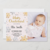 Winter ONEderland Verjaardag Uitnodigingen Sneeuw  (Voorkant)