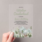 Winter ONEderland Verjaardag | Waterverf Deer Acryl Uitnodigingen (Insitu (Draagbaar))