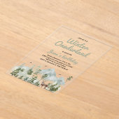 Winter ONEderland Verjaardag | Waterverf Deer Acryl Uitnodigingen (Laagn)