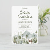 Winter ONEderland Verjaardag | Waterverf Deer Save The Date (Staand voorkant)