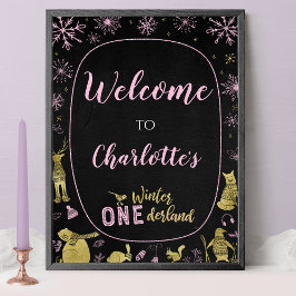 Winter Onederland Verjaardag Welkomstbord Sneeuwvl Poster