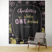 Winter Onederland Verjaardagsachtergrond Sneeuwvlo Wandkleed (In situ)