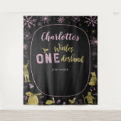 Winter Onederland Verjaardagsachtergrond Sneeuwvlo Wandkleed (Voorkant)