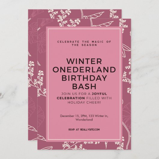 Winter ONEderland Verjaardagsfeest aangepast Kaart (Voorkant / Achterkant)