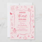 Winter Onederland Verjaardagsfeest Kaart (Voorkant)