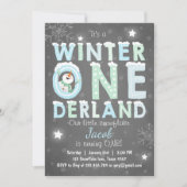 Winter Onederland verjaardagsfeest nodigt Boy Blue Kaart (Voorkant)