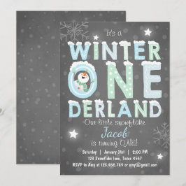 Winter Onederland verjaardagsfeest nodigt Boy Blue Kaart