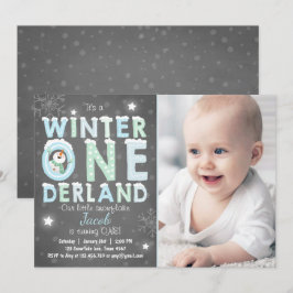 Winter Onederland verjaardagsfeest nodigt Boy Blue Kaart