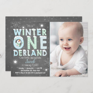 Winter Onederland verjaardagsfeest nodigt Boy Blue Kaart