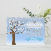 Winter ONEderland verjaardagsfeest uitnodiging (Staand voorkant)