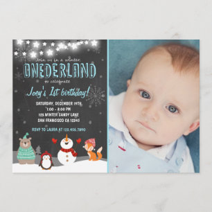 Winter ONEderland verjaardagsfeest uitnodiging bla