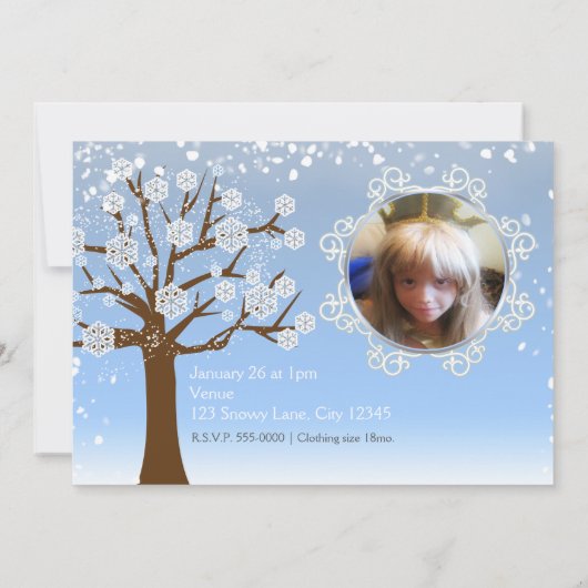 Winter ONEderland verjaardagsfeestje foto uitnodig Kaart (Achterkant)