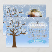 Winter ONEderland verjaardagsfeestje foto uitnodig Kaart (Voorkant / Achterkant)