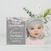 Winter Onederland verjaardagsfeestje Kaart (Staand voorkant)