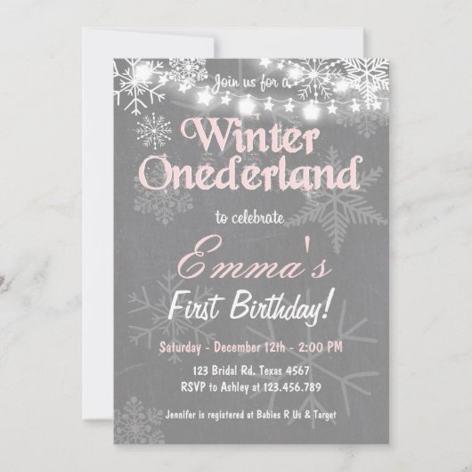 Winter Onederland verjaardagsfeestje Kaart (Voorkant)