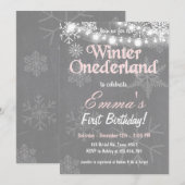 Winter Onederland verjaardagsfeestje Kaart (Voorkant / Achterkant)