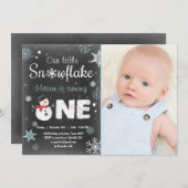 Winter Onederland verjaardagsfeestje sneeuwman Bla Kaart (Voorkant / Achterkant)