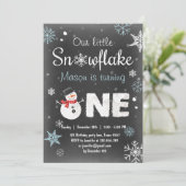 Winter Onederland verjaardagsfeestje sneeuwman Bla Kaart (Staand voorkant)