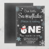 Winter Onederland verjaardagsfeestje sneeuwman Bla Kaart (Voorkant / Achterkant)