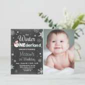 Winter Onederland verjaardagsfeestje sneeuwman Min Kaart (Staand voorkant)