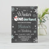 Winter Onederland verjaardagsfeestje sneeuwman Min Kaart (Staand voorkant)