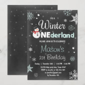 Winter Onederland verjaardagsfeestje sneeuwman Min Kaart (Voorkant / Achterkant)