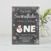 Winter Onederland verjaardagsfeestje sneeuwman Roz Kaart (Staand voorkant)