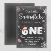 Winter Onederland verjaardagsfeestje sneeuwman Roz Kaart (Voorkant / Achterkant)