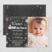 Winter Onederland verjaardagsfeestje sneeuwpop Min Kaart (Voorkant / Achterkant)