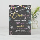 Winter Onederland verjaardagsfeestje uitnodigen Me Kaart (Staand voorkant)