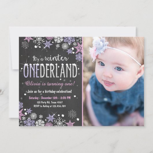 Winter Onederland verjaardagsfeestje uitnodigen Me Kaart (Voorkant)