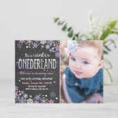 Winter Onederland verjaardagsfeestje uitnodigen Me Kaart (Staand voorkant)