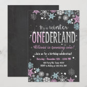 Winter Onederland verjaardagsfeestje uitnodigen Me Kaart (Voorkant / Achterkant)