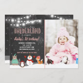Winter ONEderland verjaardagsfeestje uitnodiging r (Voorkant / Achterkant)