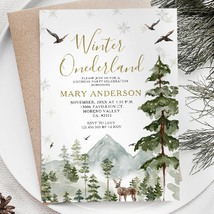 Winter onederland verjaardagsfeestje Woodland Fore Kaart