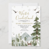 Winter onederland verjaardagsfeestje Woodland Fore Kaart (Voorkant)