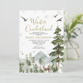 Winter onederland verjaardagsfeestje Woodland Fore Kaart (Staand voorkant)