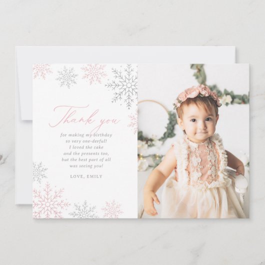 Winter Onederland Verjaardagsfoto Dank Je Kaart (Voorkant)