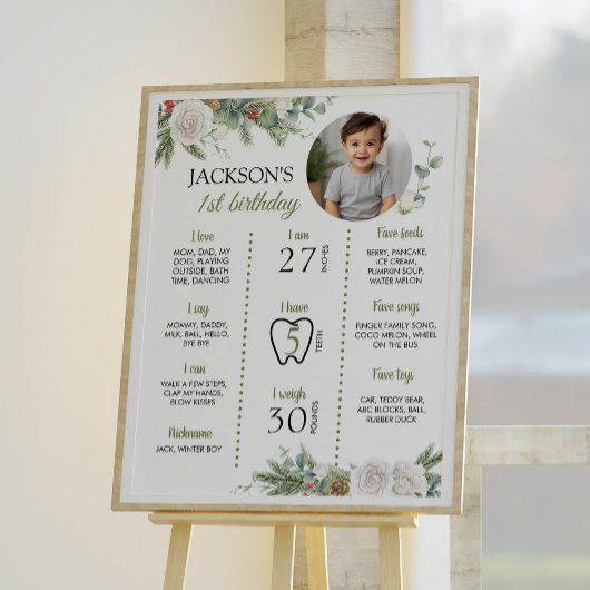 Winter Onederland Verjaardagsfoto Mijlpaal Poster