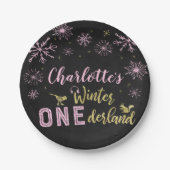 Winter Onederland Verjaardagspapier Borden Sneeuwv Papieren Bordje (Voorkant)