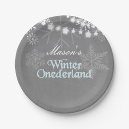 Winter onederland Verjaardagspapier Borden Sneeuwv Papieren Bordje
