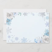 Winter ONEderland verjaardagsuitnodiging blauw zil Kaart (Achterkant)