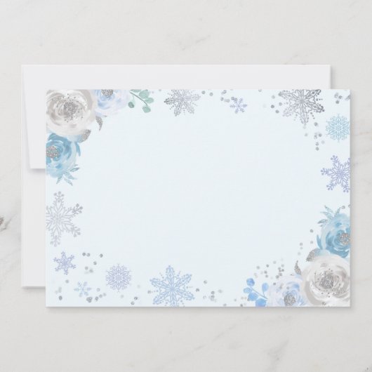 Winter ONEderland verjaardagsuitnodiging blauw zil Kaart (Achterkant)
