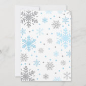 Winter ONEderland verjaardagsuitnodiging blauw zil Kaart (Achterkant)