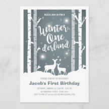 Winter Onederland verjaardagsuitnodiging Deer Birc