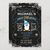 Winter Onederland verjaardagsuitnodiging jongen 1e Kaart (Voorkant / Achterkant)