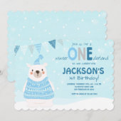 Winter ONEderland verjaardagsuitnodiging Kaart (Voorkant / Achterkant)