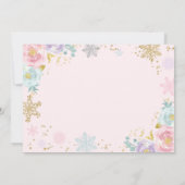 Winter ONEderland verjaardagsuitnodiging Roze Goud Kaart (Achterkant)