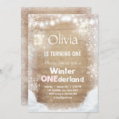 Winter Onederland verjaardagsuitnodiging Sneeuwroz Kaart (Voorkant / Achterkant)