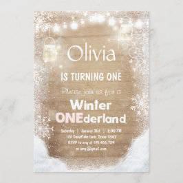 Winter Onederland verjaardagsuitnodiging Sneeuwroz Kaart